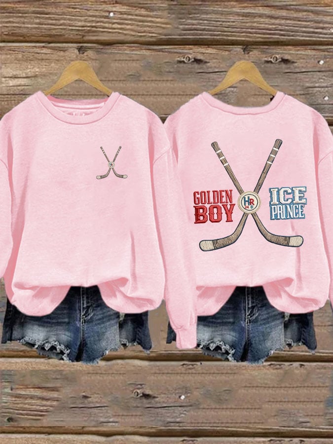 Women's Golden Boy and Ice Prince Hockey Sticks Sweatshirt