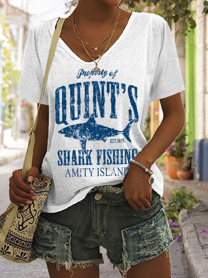 Women's Great White Shark Print Comfort Short Sleeve T-Shirt