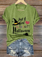 Women's Just a Girl Who Loves Halloween print casual T-shirt