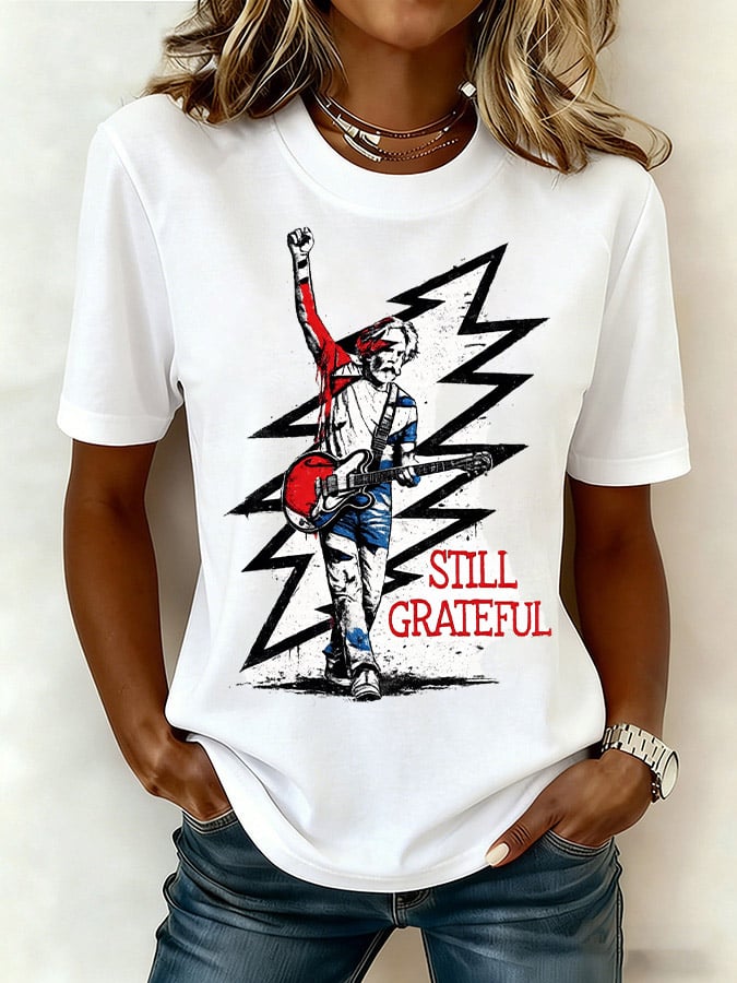 Women's Still Grateful Print Round Neck T-shirt