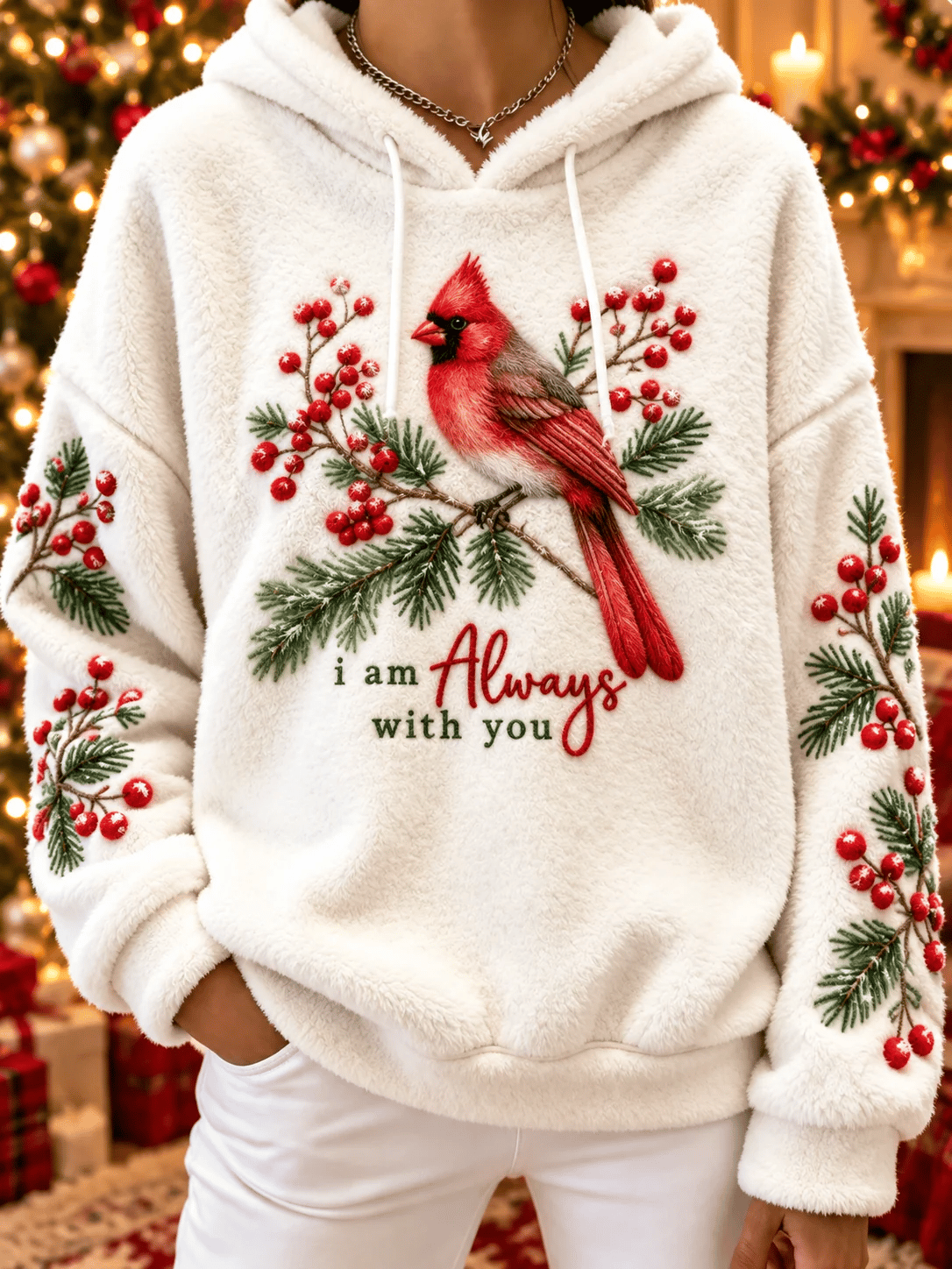 Men's Christmas Printed Casual Flannel Hoodie