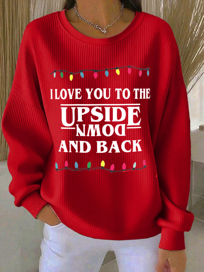 Women's Film And Television Drama Print Knit Crew Neck Long Sleeve Top