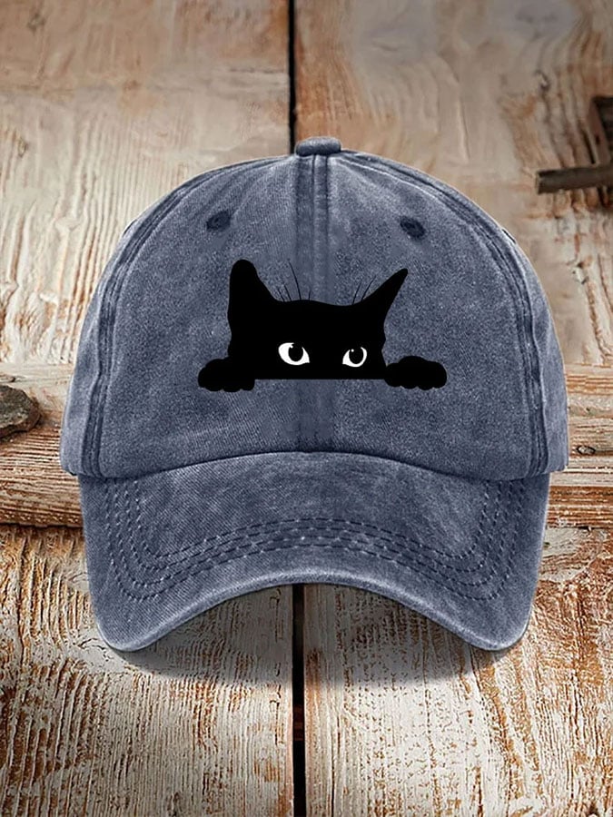 Unisex Black Cat Print Baseball Cap