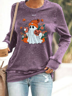 Women's Cute Ghost Print Sweatshirt