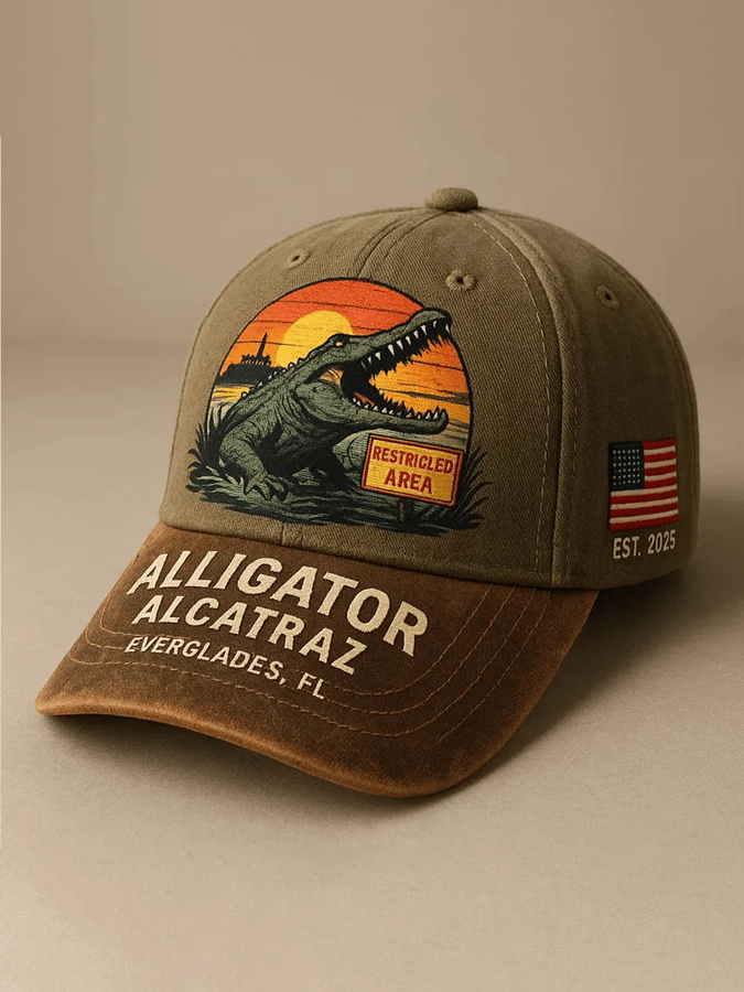 Alligator Alcatraz Funny Florida Everglades Dark Humor  Pride Baseball Cap