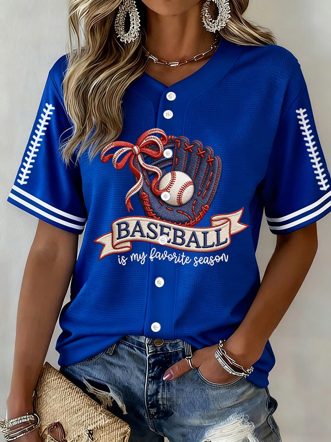 Women's  Baseball  Print Shirt