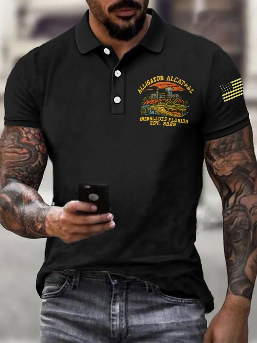 Men's Fashion Casual Retro Crocodile Island Polo