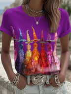Women's Halloween Printed Round Neck T-Shirt