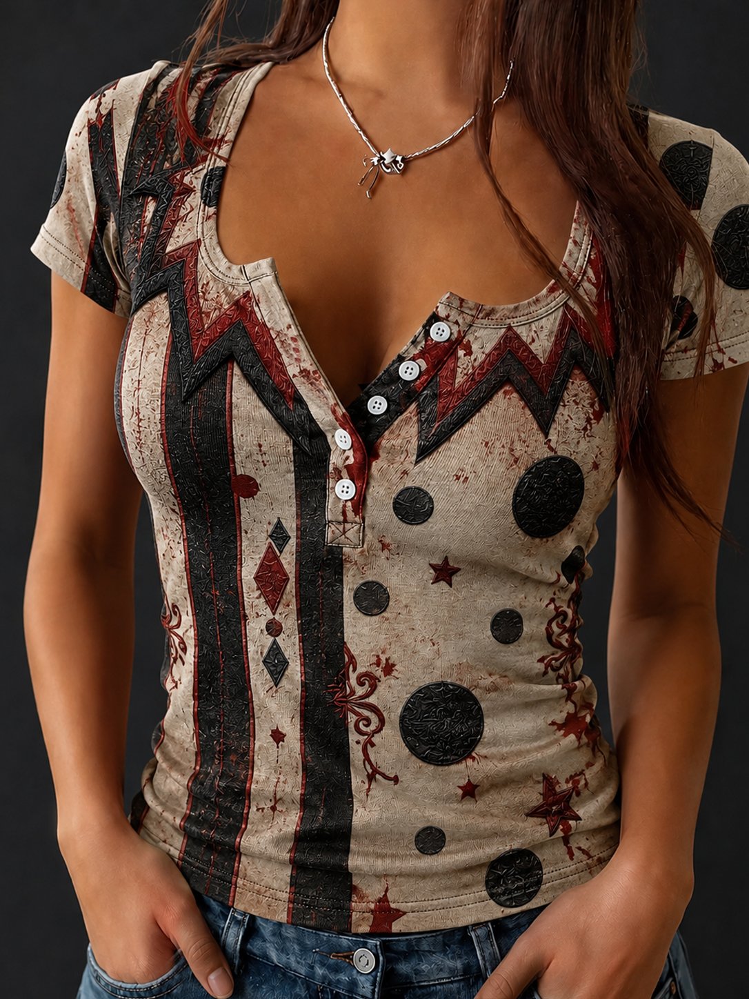 Women's Halloween Clown Costume Top