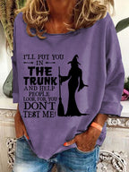 Women's Halloween I'Ll Put You In The Trunk And Help People Printed Crew Neck Sweatshirt
