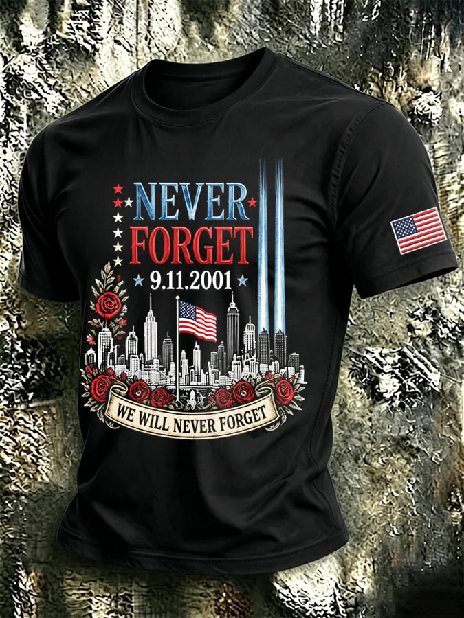 Men's 9.11 Never Forget Print Casual T-shirt