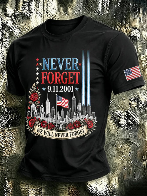 Men's 9.11 Never Forget Print Casual T-shirt