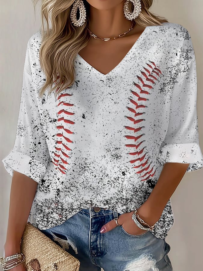 Women's  Baseball  Print T-Shirt