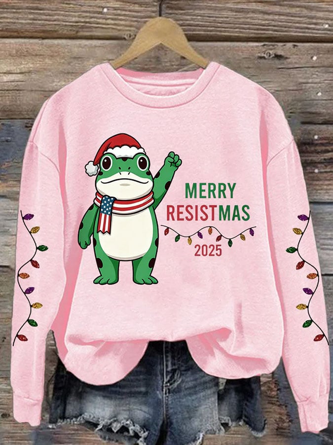 Women'S Casual Merry Resistmas Print Sweatshirt
