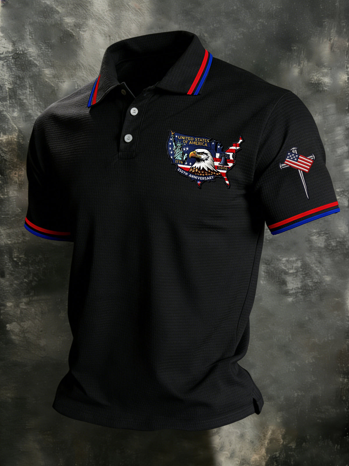 Men's Patriotic Print Polo Shirt