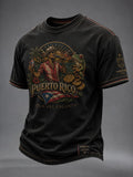 Men's Puerto Rico Art Printed Short-sleeved T-shirt