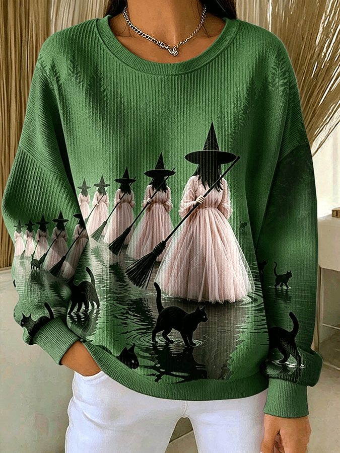 Women's Casual Print Long Sleeve Knit Top