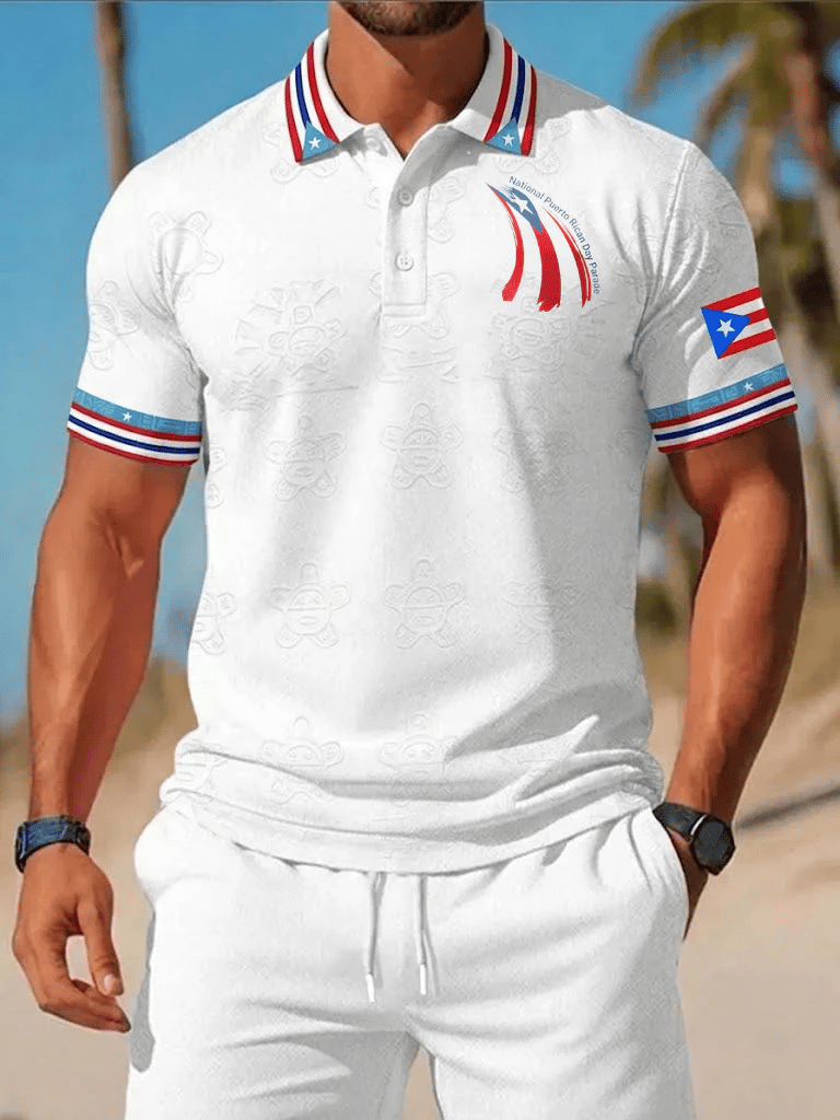 Men's Puerto Rico Print Casual Polo