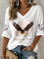 🔥🔥2nd 50% Off 🔥🔥V-Neck Retro Forever Free Jackie Print T-Shirt