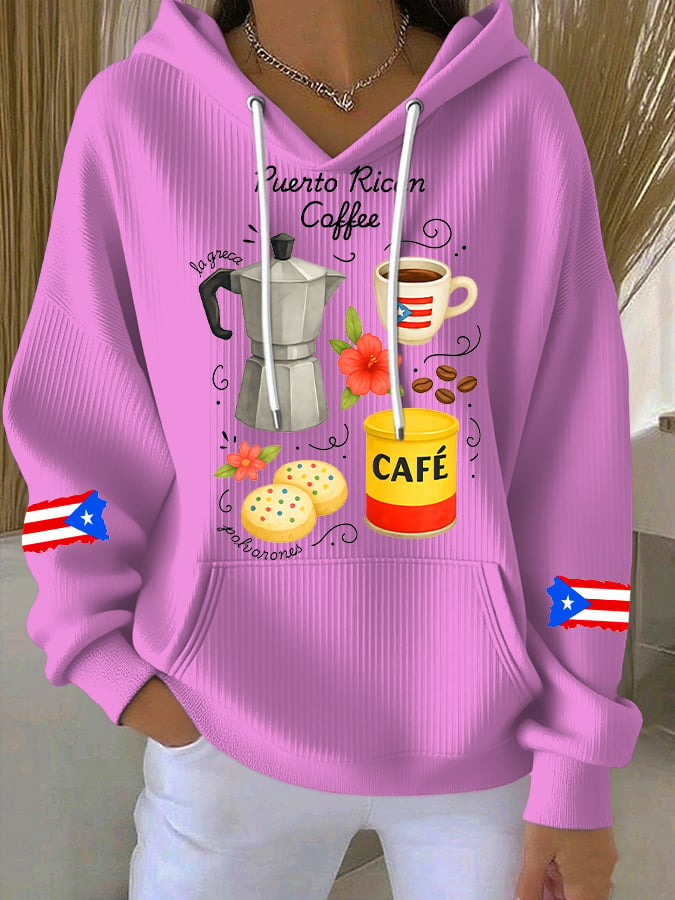 Puerto Rico Color Leisure Women's Print Casual Hoodies