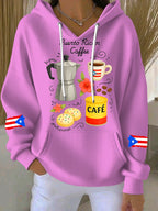 Puerto Rico Color Leisure Women's Print Casual Hoodies
