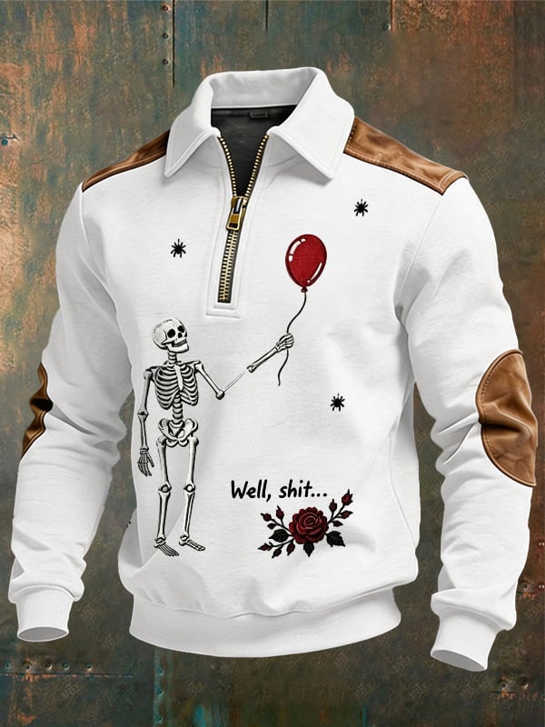 Men's Retro Halloween Well, shit... Printing Sweatshirtc