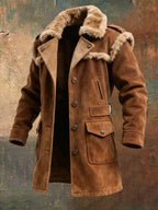 Men's Retro Suede Plush Patchwork Coat