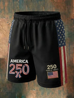 Men's 250th Anniversary National Flag Print Casual Shorts