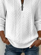 Women's Casual Solid Color Zipper Pullover Sweatshirt