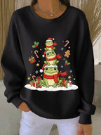 Women's Christmas Animal Frog Print Sweatshirt