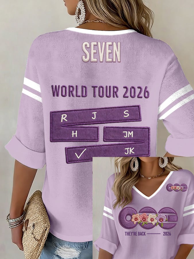Women's Music Art Print V-Neck Top
