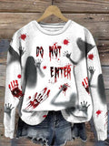 Women'S Halloween Ghost Print Sweatshirt