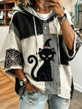 Women's Halloween Cat Print Hoodie