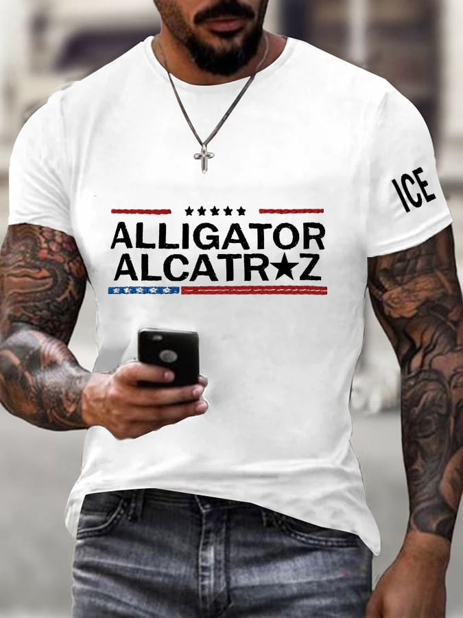 Men's Alligator Alcatraz Ice Print T-Shirt