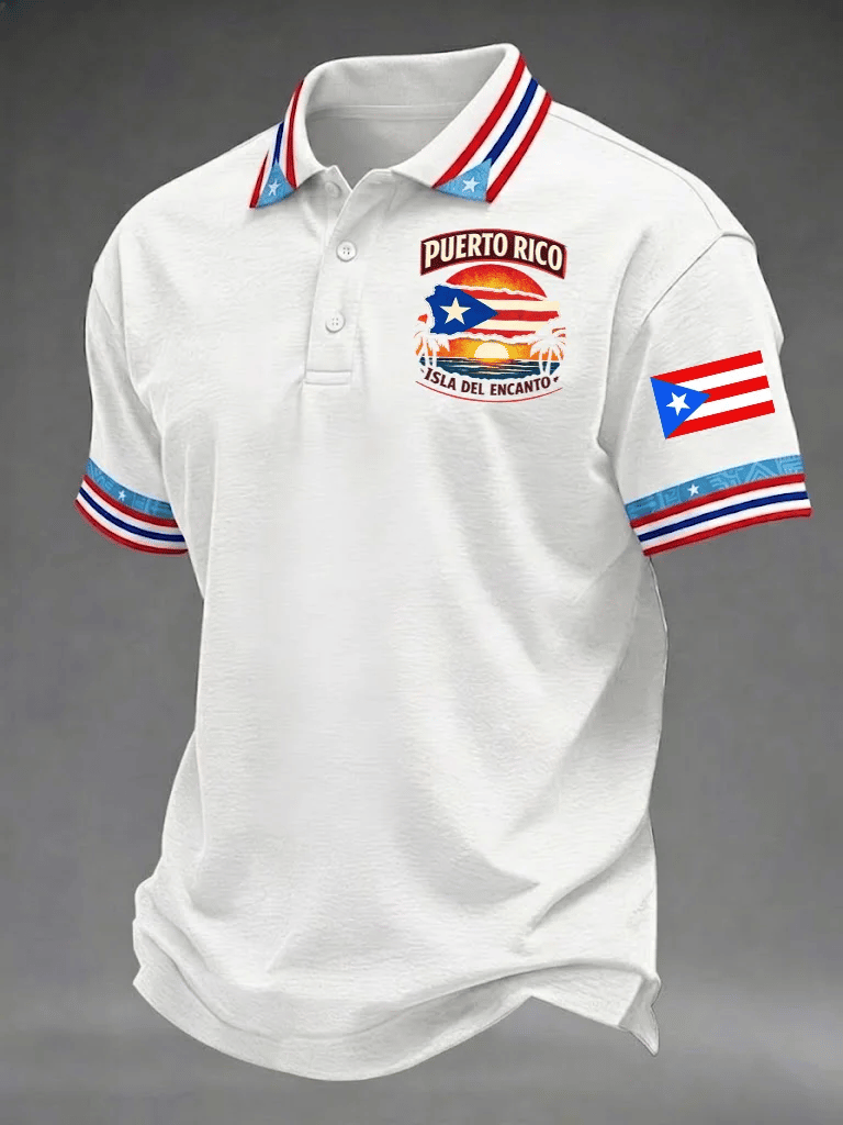Men's Puerto Rico Print Casual Polo