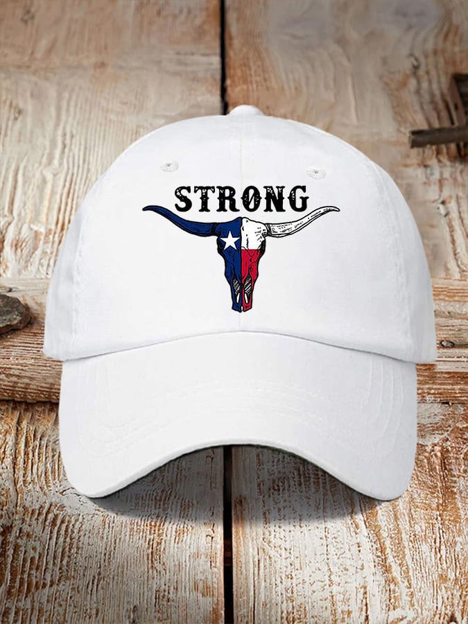 Vintage Texas Strong Print Baseball Cap