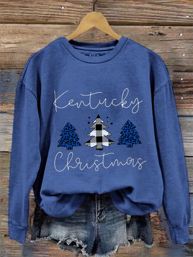 Women's Casual Kentucky Christmas Printed Sweatshirt