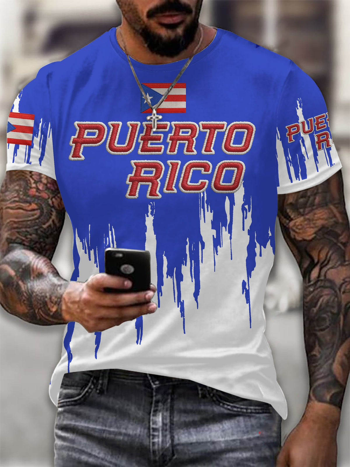 Men's Puerto Rico Baseball Game Day Printed T-Shirt
