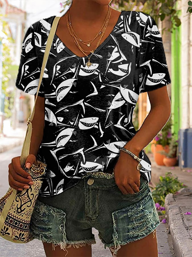 Women's Shark Print T-Shirt