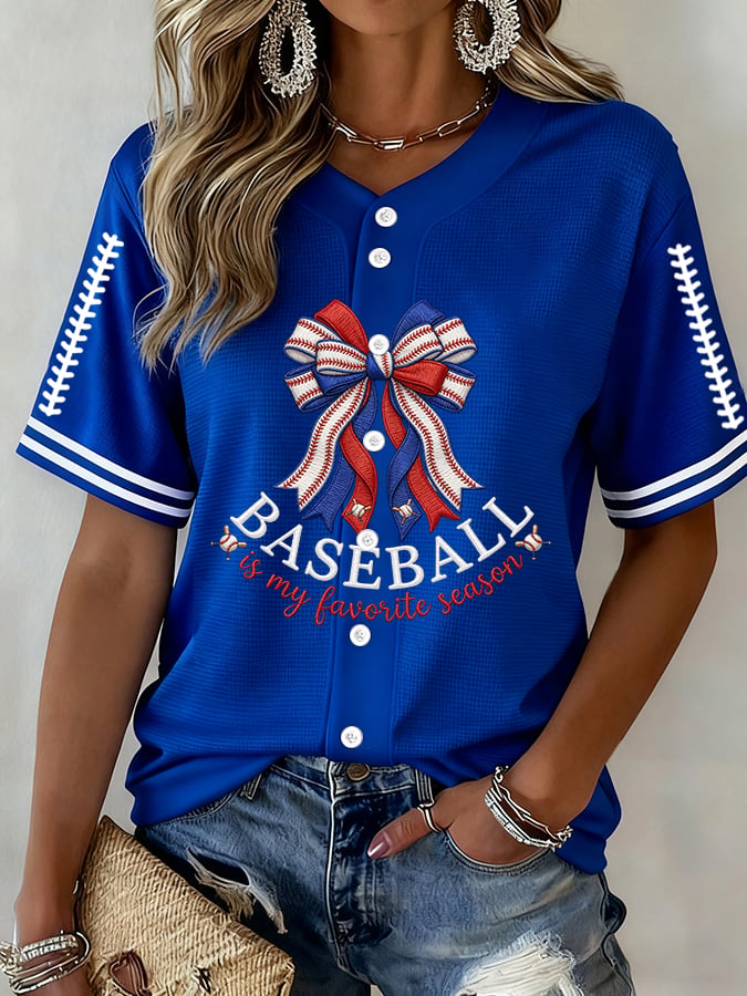 Women's  Baseball  Print Shirt