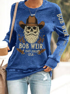 Women's Vintage Rock Tribute Print Casual Sweatshirt