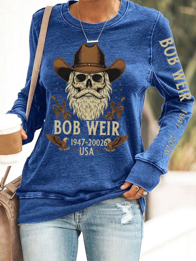 Women's Vintage Rock Tribute Print Casual Sweatshirt