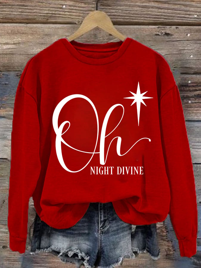 Women's Christmas Oh Night Divine Casual Long Sleeve Sweatshirt