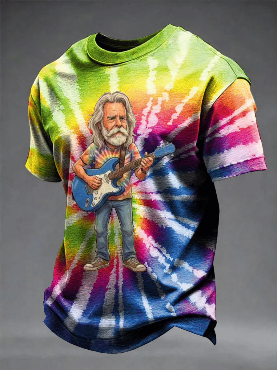 Men's Vintage Rock Tribute Print Short-Sleeve T-Shirt