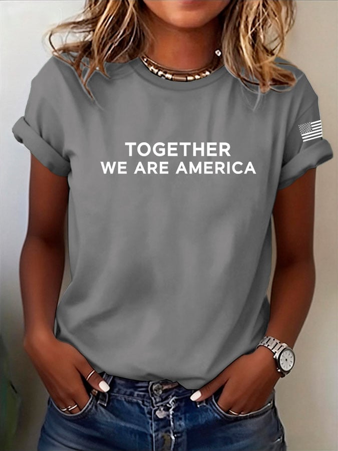 Women's TOGETHER WE ARE AMERICA Printed Short-Sleeve T-Shirt
