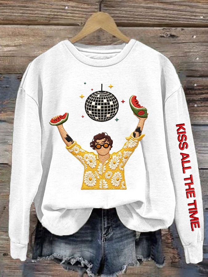 Women's Singer Casual Printed Long-Sleeve Sweatshirt