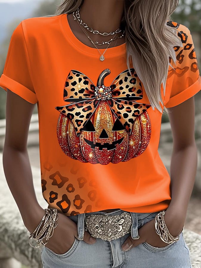 Women's Casual Autumn Pumpkin T-shirt