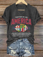 🔥🔥2nd 50% Off 🔥🔥Women's Casual TOGETHER WE ARE AMERICA Printed Short-Sleeve T-Shirt