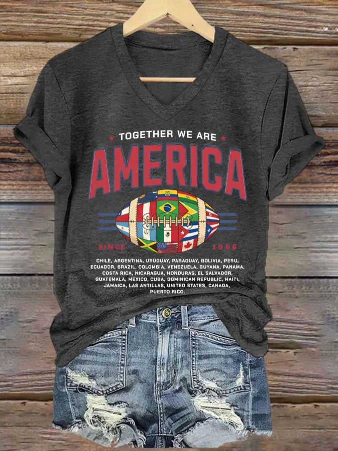 🔥🔥2nd 50% Off 🔥🔥Women's Casual TOGETHER WE ARE AMERICA Printed Short-Sleeve T-Shirt