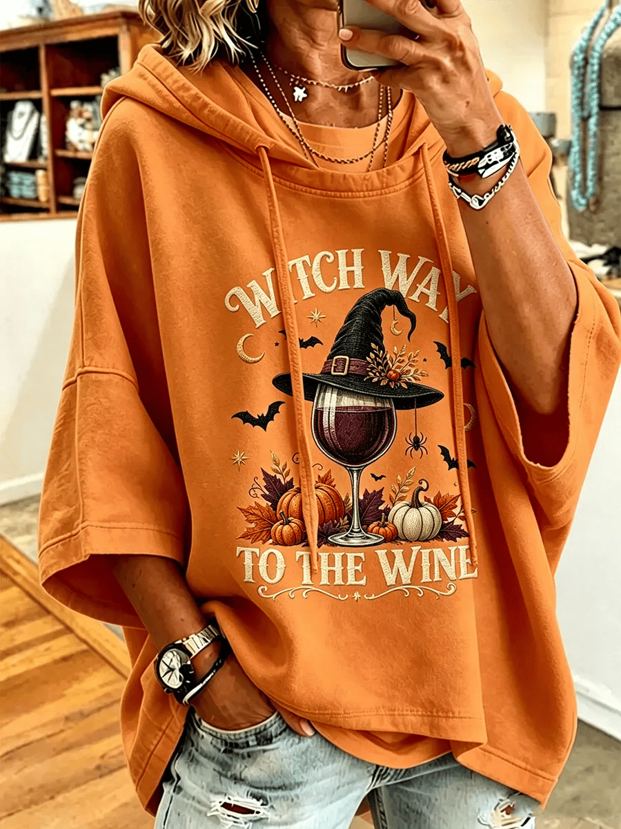 Women's Halloween Witch Print Hooded Sweatshirt